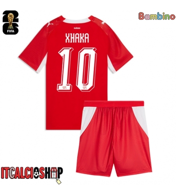 Svizzera Granit Xhaka #10 Prima Maglia Bambino Mondiali 2026 Manica Corta (+ Pantaloni corti)